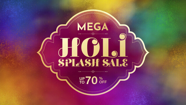 Happy Holi Sale social media feed template. Holi sale advertisement with vibrant colors. Vector illustration of Happy Holi Sale banner template for app and website