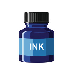 Obraz premium Bottle of Blue Ink on White Background