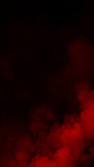 Vertical abstract smoke misty fog on isolated black background. Red smoke effect overlays. Design texture element. © Victor