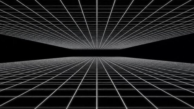 Futuristic grid pattern with perspective converging to a point