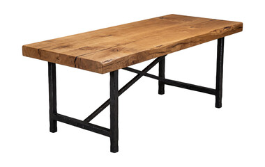 Fototapeta premium Rustic wooden desk with wrought iron legs.