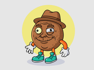 Funny Cartoon Kiwi Fruit Character Wearing a Hat.