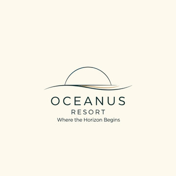 Oceanus Resort Logo Design with Waves.