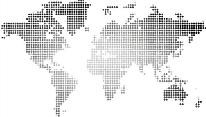 Fototapeta premium Vector pixel world map, composed of dots