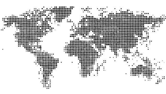 Vector pixel world map, composed of dots