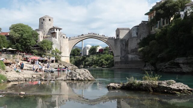 Mostar, Bosnia and Herzegovina - August 3 2025: View of city of Mostar, Bosnia and Herzegovina