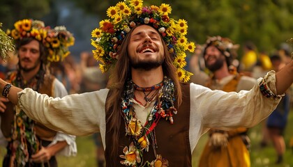 Men at midsummer festival.