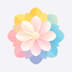 Fototapeta premium Minimalist Single Blooming Flower Vector: Modern Flat Style Illustration with Smooth Rounded Petals and Soft Pastel Gradients