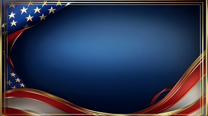 Blue and gold frame with American flag.
