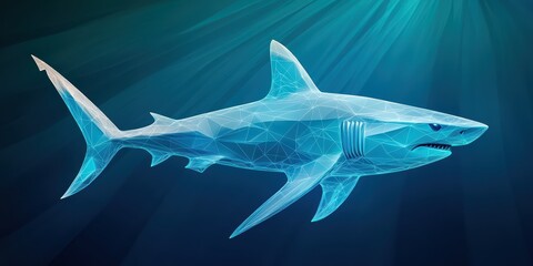 Obraz premium Low Poly Design of adorable wild animals, Abstract Geometric Representation of a Shark with Sharp Angles and High Fidelity Design