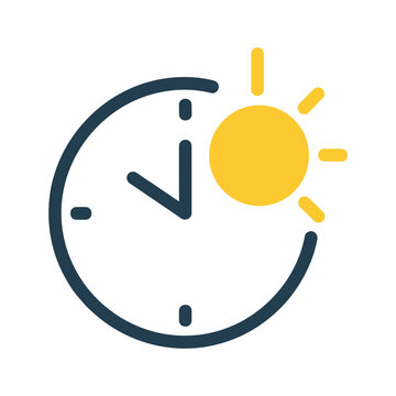 Clock with sun symbolizing time and daylight