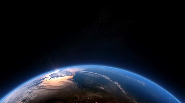 Stunning aerial view of Earth from space showcasing vibrant colors and atmospheric details. A representation of our planet's beauty and fragility in the universe