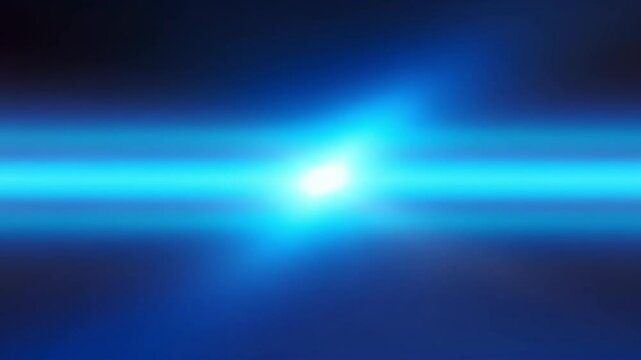 This abstract motion graphic features a mesmerizing play of blue light, transitioning from a soft, diffused glow to an intense, centralized horizontal beam. The dynamic and ethereal visuals create a s