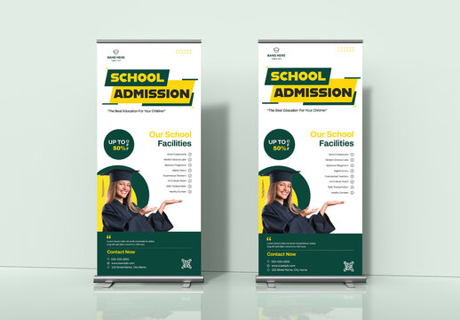 Modern College or School Admission Roll Up Banner Template Design