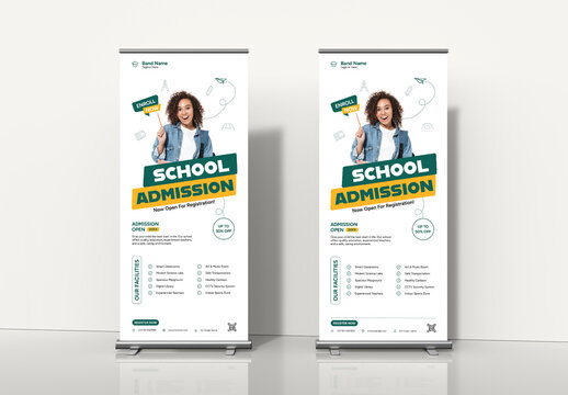 Modern School Admission Roll Up Banner Template