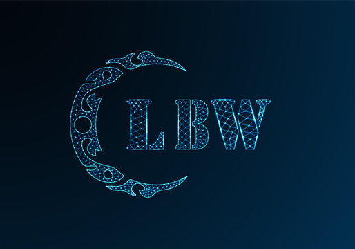 Low poly letter logo LBW design. LBW letter logo low poly vector design on blue color gradient background. LBW logo low poly design