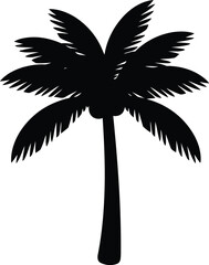 Obraz premium Black silhouette palm tree icon vector illustration isolated on transparent background for your design project and other