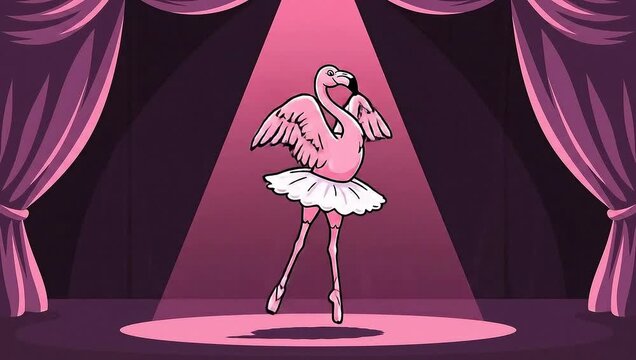 Flamingo Ballerina on Stage - A Whimsical Performance.
