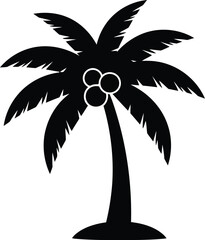 Obraz premium Palm tree with coconuts, tropical island paradise, summer vacation symbol, beach icon, exotic fruit, nature element, travel graphic, lush green leaves, clear sky, coastal