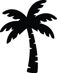 Obraz premium Exotic palm tree silhouette illustration representing tropical vacation and summer holiday destinations on blank background