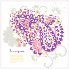 Obraz premium Paisley vector isolated pattern. Damask floral illustration in batik style
