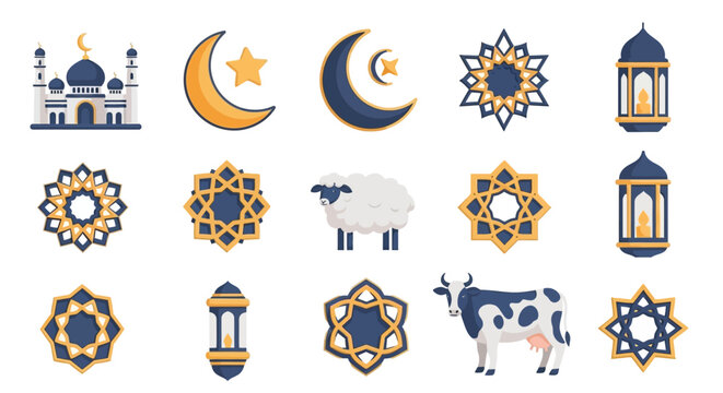Eid Mubarak Islamic Symbols.