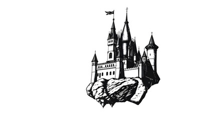 Obraz premium castle, fortress, tower, medieval, silhouette, building, architecture, stronghold, stone, historic, ancient, royal, kingdom, palace, battlement, turret, wall, moat, gate, spire, towerhouse, citadel, k