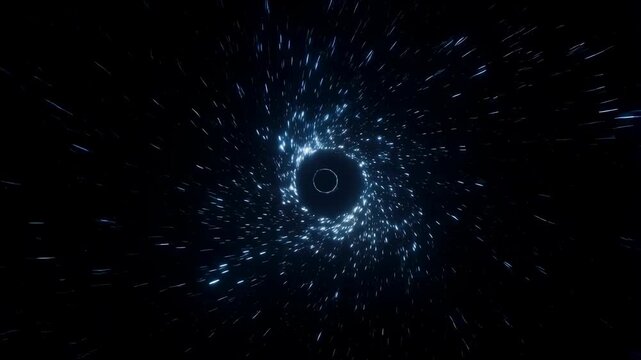 Abstract representation of a black hole with swirling light and particles. A visual exploration of cosmic phenomena and the mysteries of the universe
