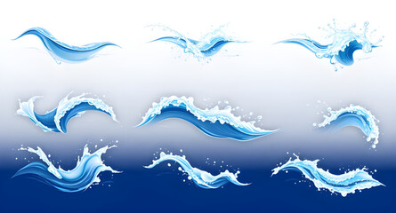 Obraz premium wave, sea, ocean, water, aqua, marine, surf, ripple, splash, tide, current, fluid, flow, blue, abstract, icon, symbol, vector, minimal, modern, curve, swirl, motion, dynamic, clean, simple, flat, line