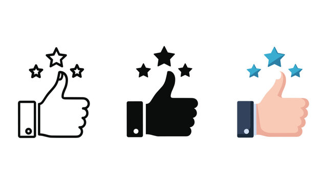 Thumbs up icons with stars in different styles