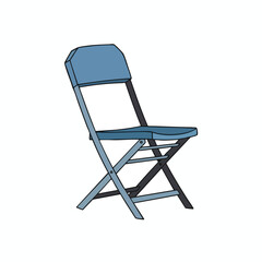 Blue Folding Chair Illustration