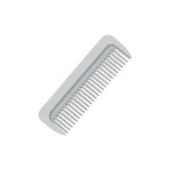 Gray Hair Comb on White Background