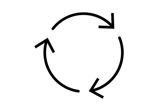 S&iacute;mbolo de reciclaje con tres flechas en movimiento circular 