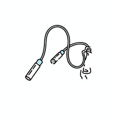 Simple Line Drawing of a Handheld Device with Cable