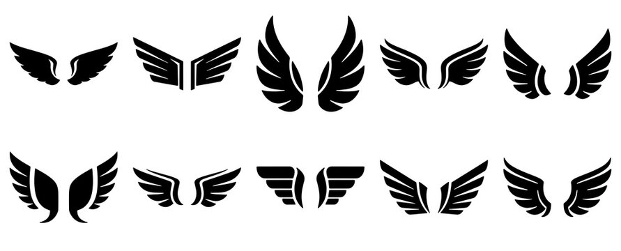 Wings icons set. Simple set of wings vector icons