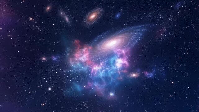 Stunning cosmic view of galaxies and nebulae in deep space. A mesmerizing exploration of the universe's beauty and vastness