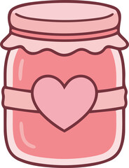 hand drawing illustration of kawaii fruits jam