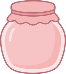 hand drawing illustration of kawaii fruits jam