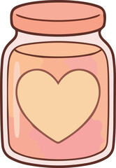 hand drawing illustration of kawaii peach fruits jam