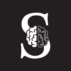 Initial Brain Logo combine with letter S vector template