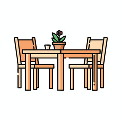 Cozy Dining Table with Potted Plant