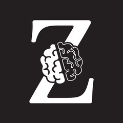Initial Brain Logo combine with letter Z vector template