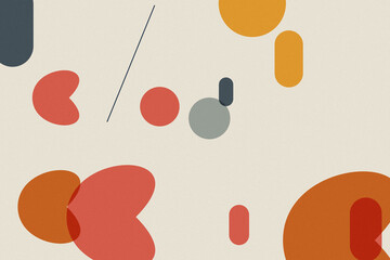 Abstract Beige Organic Shapes, Retro Mid-Century Pattern, Minimalist Geometric Background, Creative Art Design, Earth Tone Collage