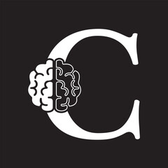 Initial Brain Logo combine with letter C vector template