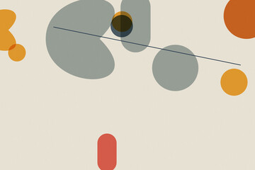 Abstract Geometric Collage, Neutral Colors Shapes, Minimalist Composition Background, Creative Art Design, Modern Layout