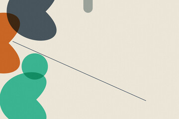 Abstract Green Orange Organic Shapes, Retro Geometric Composition, Minimalist Background, Creative Art Design, Modern Layout