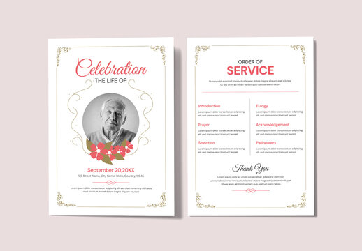 Elegant Funeral Program Template with Floral Accents