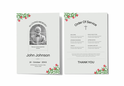 Minimalist Funeral Invitation Template and Memorial Service Program Brochure