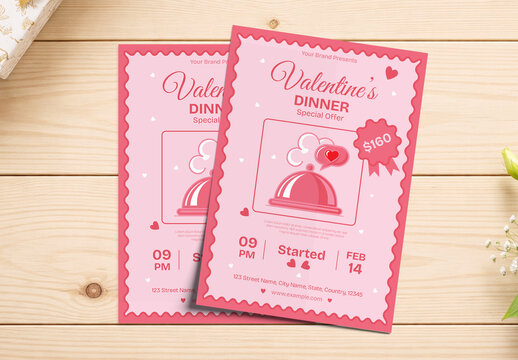 Creative Valentine's Day Dinner Special Offer Flyer Template