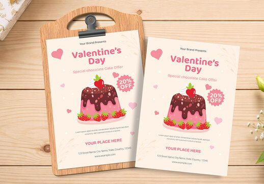 Valentine's Day Special Chocolate Cake Offer Flyer Template